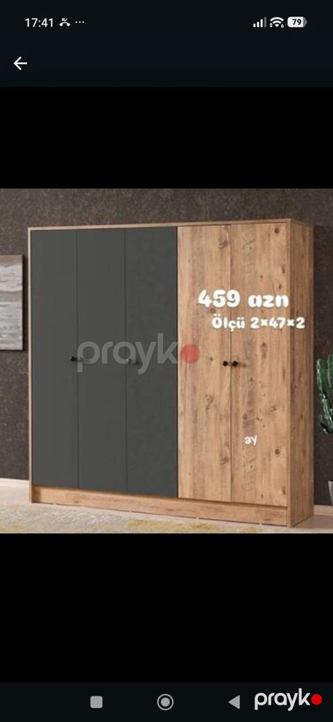 Məhsul: 4 qapılı paltar şkafı - Dizayn: İki rəng kombinasiyası – mat — Bakı