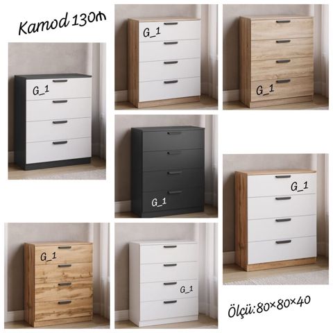 Kamod – 4 çekmecəli funksional şkaf - Ölçü: 80×80×40 sm (şəkildə — Komodlar və tumbalar