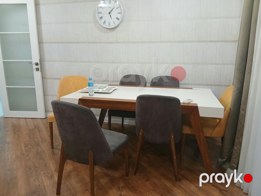 Yemək otağı dəsti – masa və 6 stul - Dizayn: Müasir üslub, ağ-laminat — Masalar və stullar, Bakı (2)