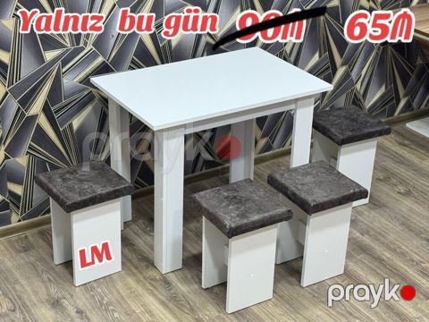 Mətbəx masa və taburet dəsti – Komplekt: 1 ədəd düzbucaqlı masa + 4 — Bakı
