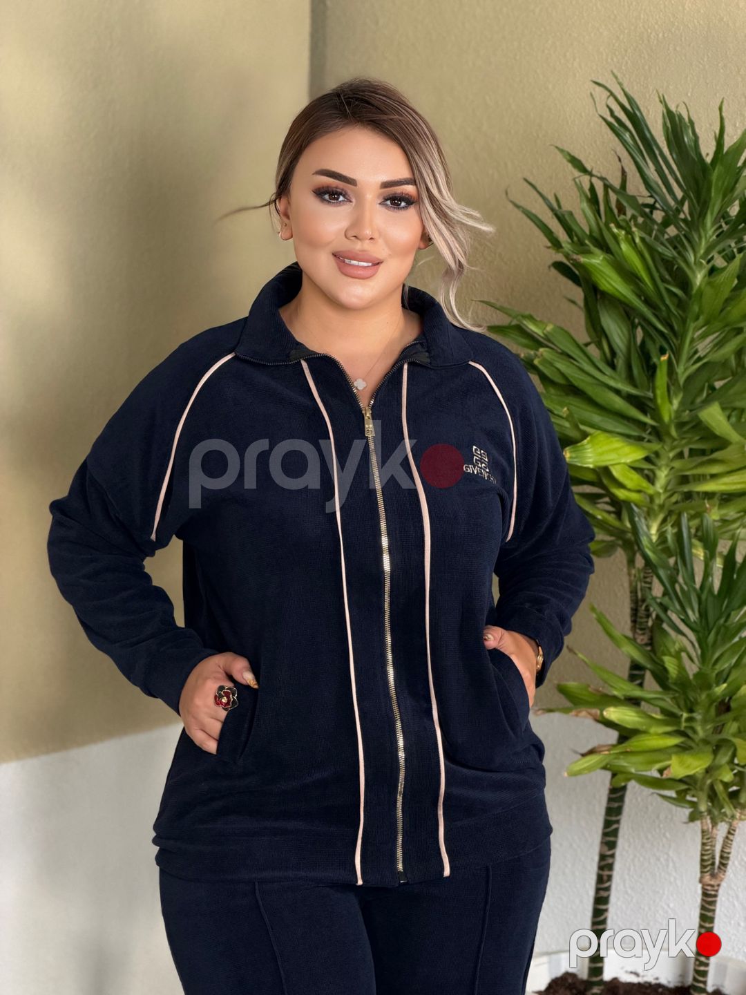 Qadınlar üçün şalvarlı dəst 6056, tünd göy, velvet, ölçü 5XL — Mallar, Bakı (2)