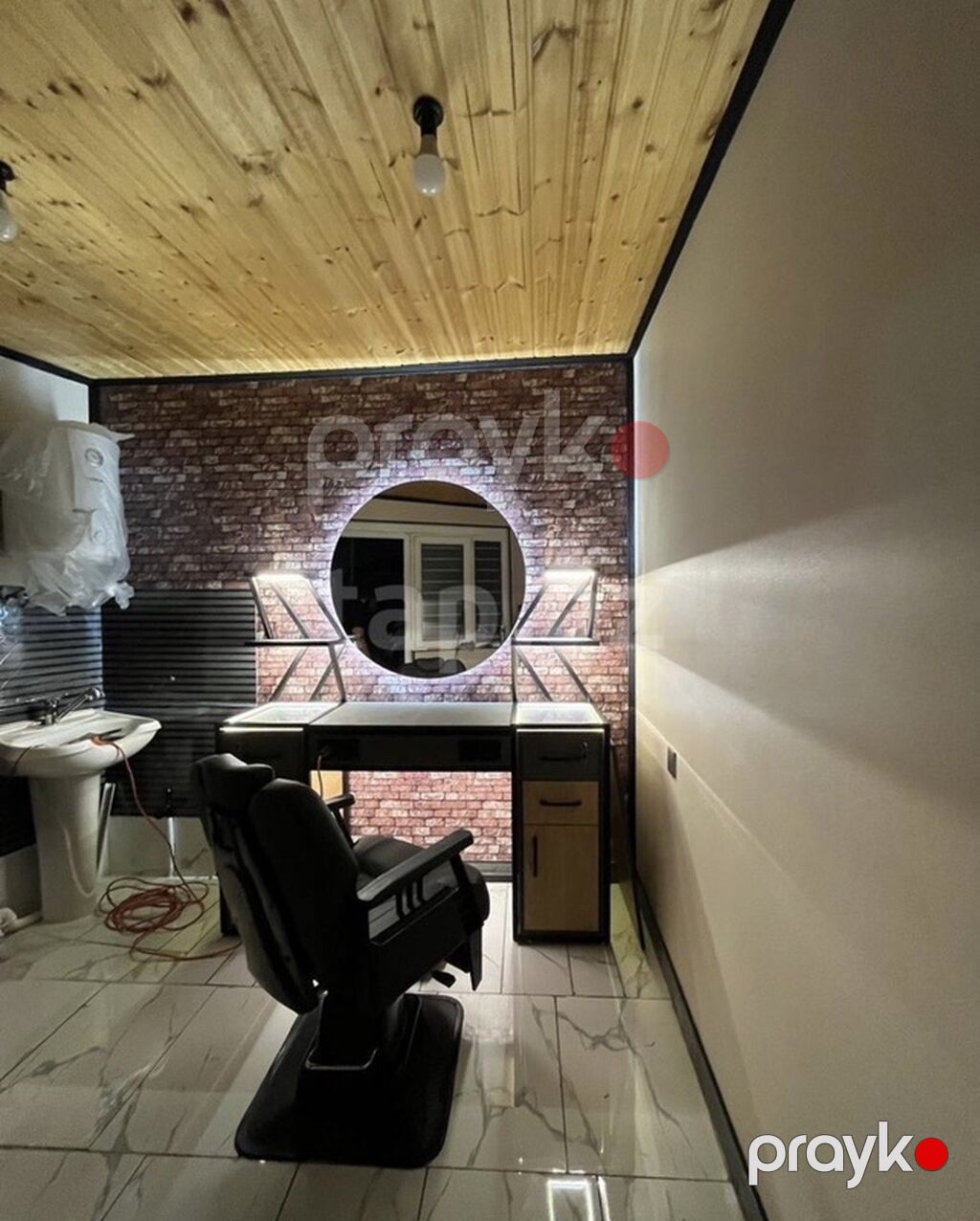 Bərbər - Böyük dairəvi güzgü – arxa tərəfdən LED işıqlandırma ilə — Salon mebeli, Digah (2)