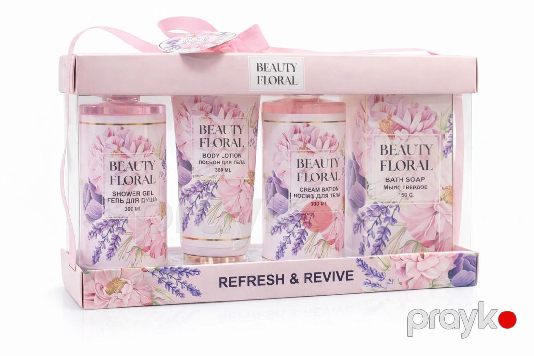 Qadınlar üçün hədiyyə dəsti Beauty Floral, duş geli 300 ml, bədən üçün losyon 130 ml, duş üçün krem 300 ml, sabun 150 q — Mallar, Bakı (2)