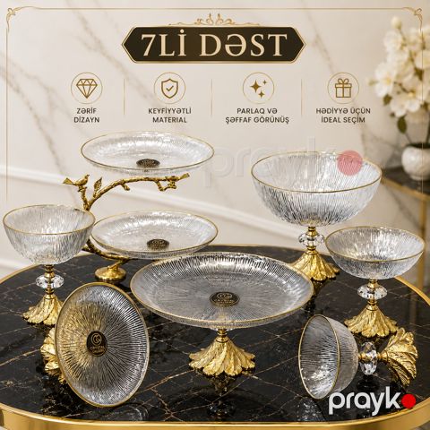 Dəst 3363, şüşə, şəffaf, 7 parça — Bakı
