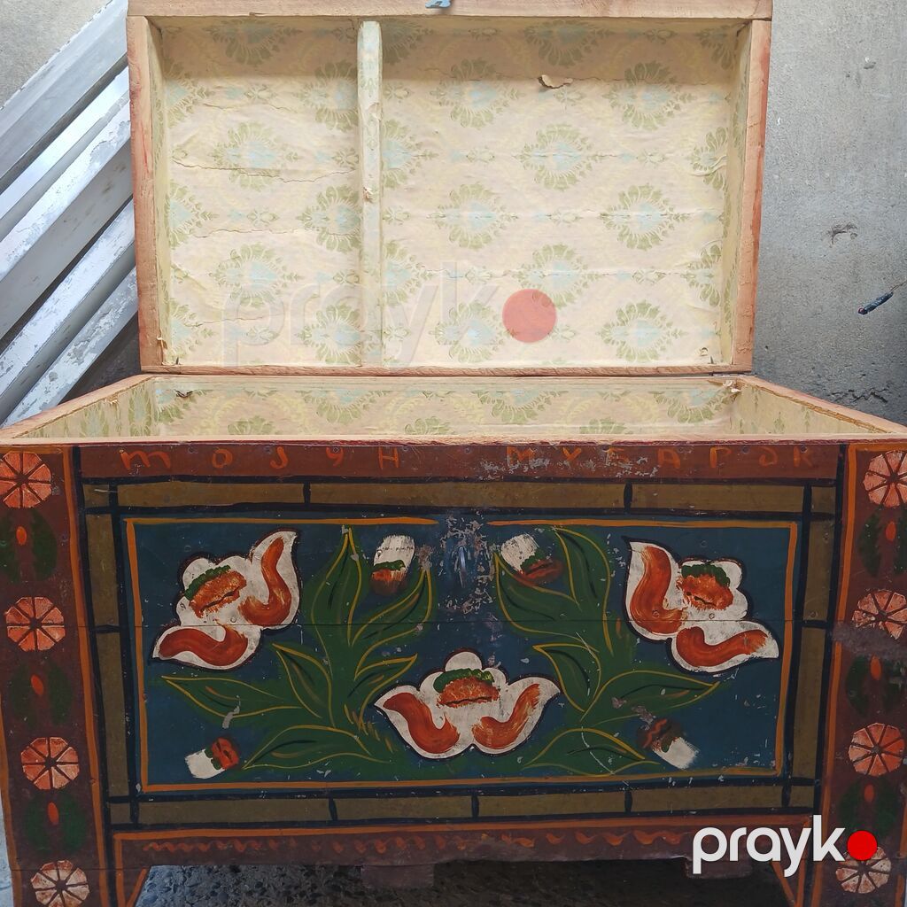 Əl işı boyalı taxta sandıq - Material: bərk taxta, ön-yan panellər və — Pul qutusunun və şkatulyalar, Digah (2)