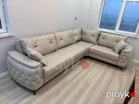 Bej rəngli L formalı künc divanı - Dizayn: Müasir və eleqant üslub — Bakı