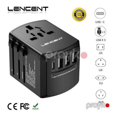Lencent International Travel Adapter with 2 USB Ports All-in-One — Bakı