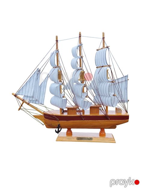 Gəmi maketi F35-ag-348, taxta/parça, ağ/qəhvəyi, 39x6x35 sm — Bakı
