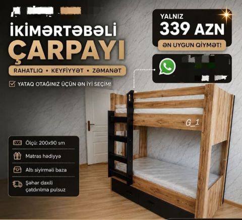 İkimərtəbəli çarpayı – yataq otağınız üçün ən yaxşı seçim - Ölçü — Bakı