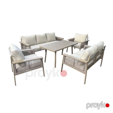 Bağ üçün mebel dəsti HomeDepot, 7-8 nəfərlik, metal karkas, ağ — Bakı