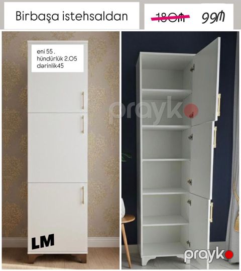 Bir qapılı dolab – təmiz laminatdan Ölçülər: - En: 55 sm - Hündürlük — Bakı