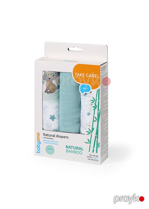 Təbii bambuk uşaq bezi 397/12, ağ/göy, 70x70 sm - 5901435415757 — Bakı