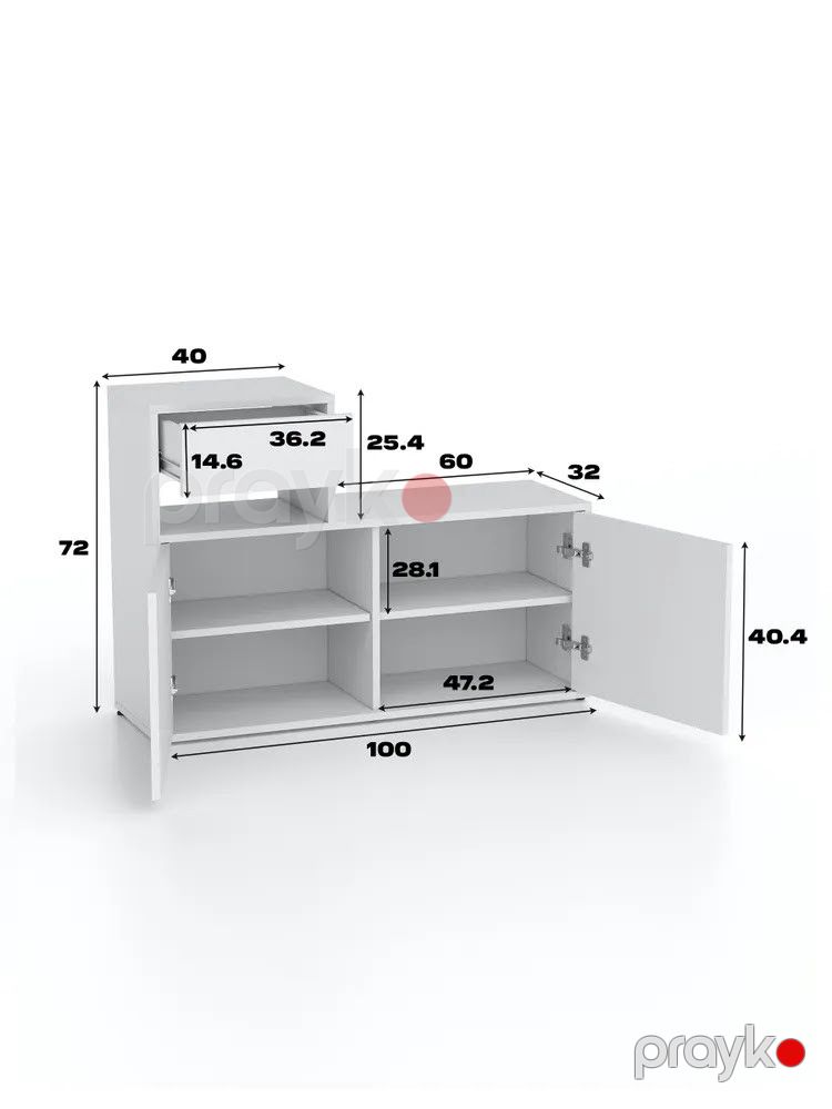 Ayaqqabı üçün tumba Torst, Ldsp, ağ-qəhvəyi, 100x32x72 sm — Mallar, Bakı (2)