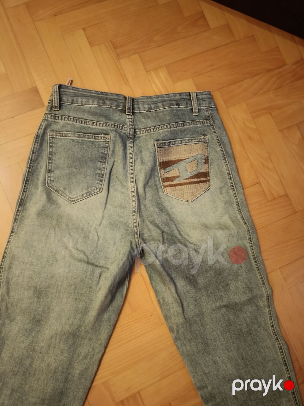 Boz-açıq mavi yuyulma effektli jeans şalvar.Xl ölçüdə. Səliqəli — Jins, Bakı (4)