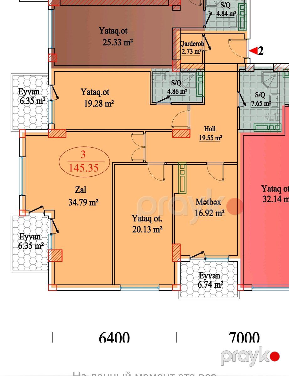 Satılır 3 otaqlı yeni tikili 145.3 m² — Mənzil, Bakı (11)