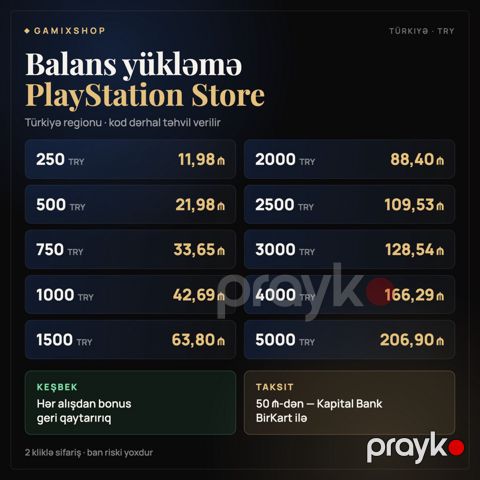 PlayStation Store balans yükləmə — Bakı