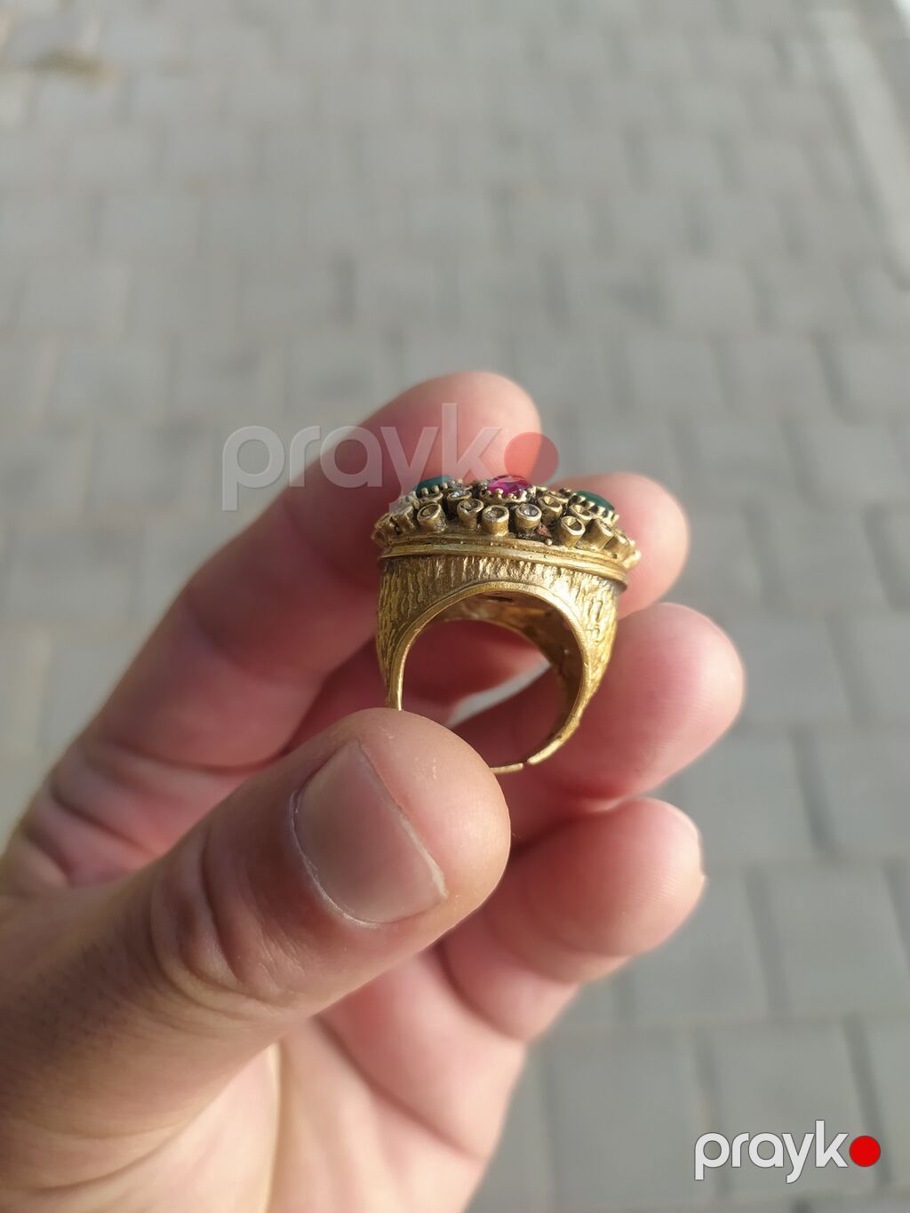 Osmanlı üslubunda bəzəkli üzük - Material: sarı metal ərintisi — Üzüklər, Bakı (2)