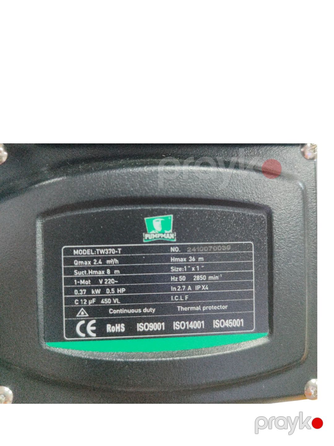 Su nasosu özüsovuran, vakuumlu, TW370-T, Pumpman pumpman006 — Mallar, Bakı (2)