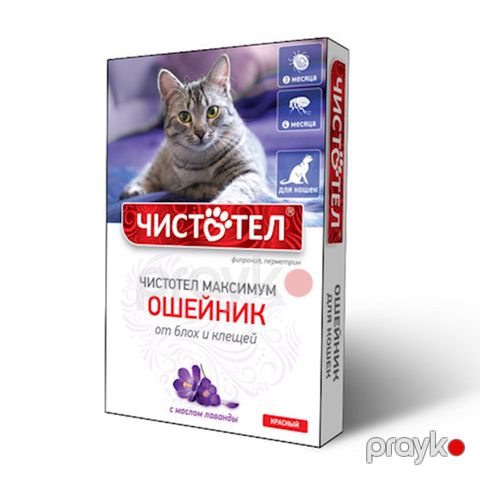 Boyunluq "Чистотел" Maksimum, pişiklər üçün, bit və gənə əleyhinə, qırmızı, 35 sm — Bakı