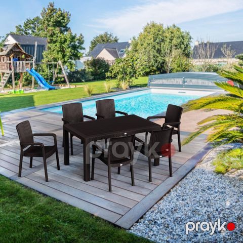 Bağ üçün mebel dəsti Florya Garden Brown, masa ölçüsü 90x150 sm, stul ölçüsü 45x58x56x84 sm, qəhvəyi — Bakı