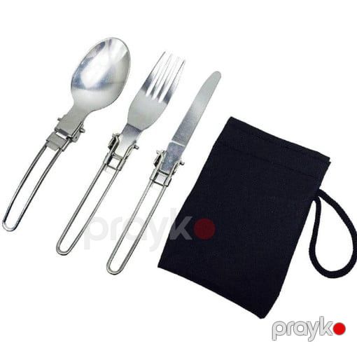 Turist qab-qacağı 3Set paslanmayan poladdan portativ qatlanan bıçaq, qaşıq, çəngəl dəsti - prl_991157 — Mallar, Bakı (3)