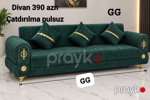Məhsul: Yaşıl məxməri divan - Qiymət: 390 AZN - Çatdırılma: pulsuz — Sumqayıt