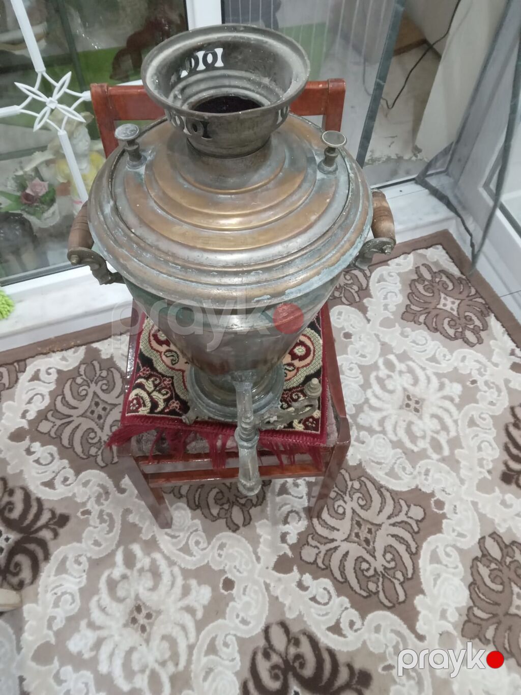 Məhsul: Köhnə tip kömür işləyən samovar Təsvir: - Material: Latun — Samovarlar, Bakı (3)