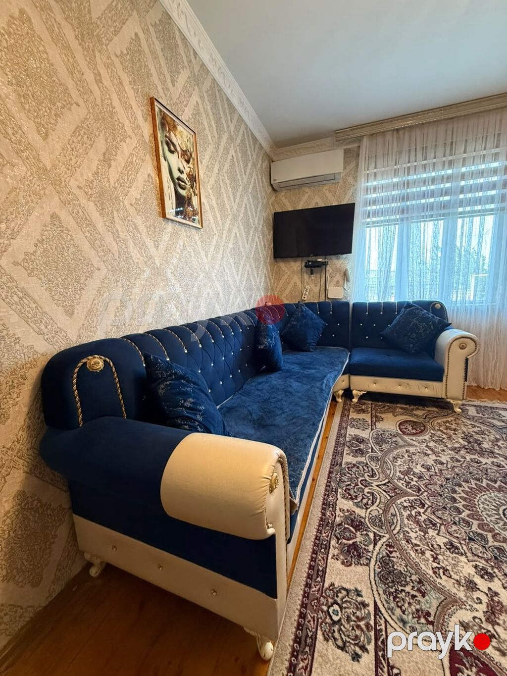 Künc divan dəsti – klassik üslub - Rəng: tünd göy (velur toxumalı — Yumşaq mobilya dəstləri, Bakı (3)