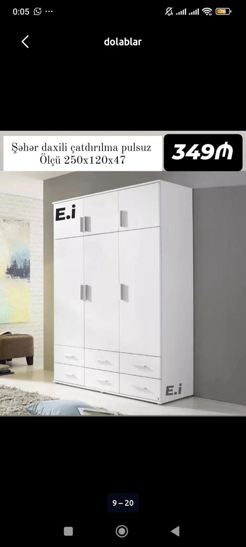 Ağ rəngli, çoxfunksiyalı paltar dolabı - Ölçü: 250 x 120 x 47 sm — ucuz.mebel — Şkaflar
