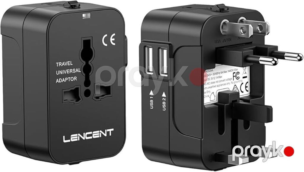 Lencent International Travel Adapter with 2 USB Ports All-in-One — Periferik cihazlar, Bakı (3)