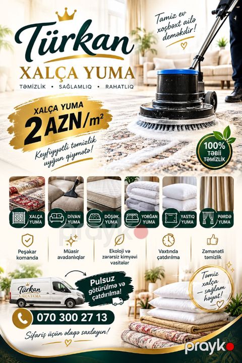 Türkan xalça yuma Xalçalarınızı peşəkarlara həvalə edin Evinizin — Bakı