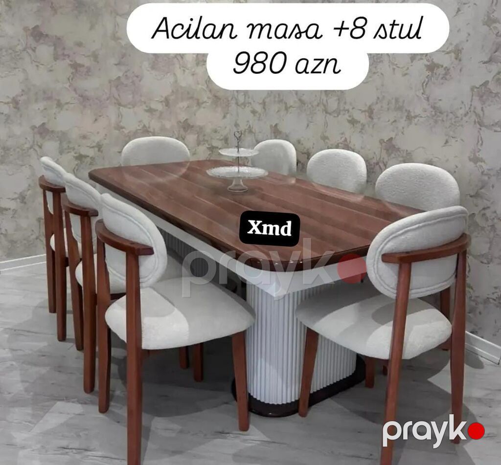 XMD Mebel – Yemək masası və stul dəsti - Masa ölçüsü: 1×2 m - Qiymət — Masalar və stullar, Bakı (9)