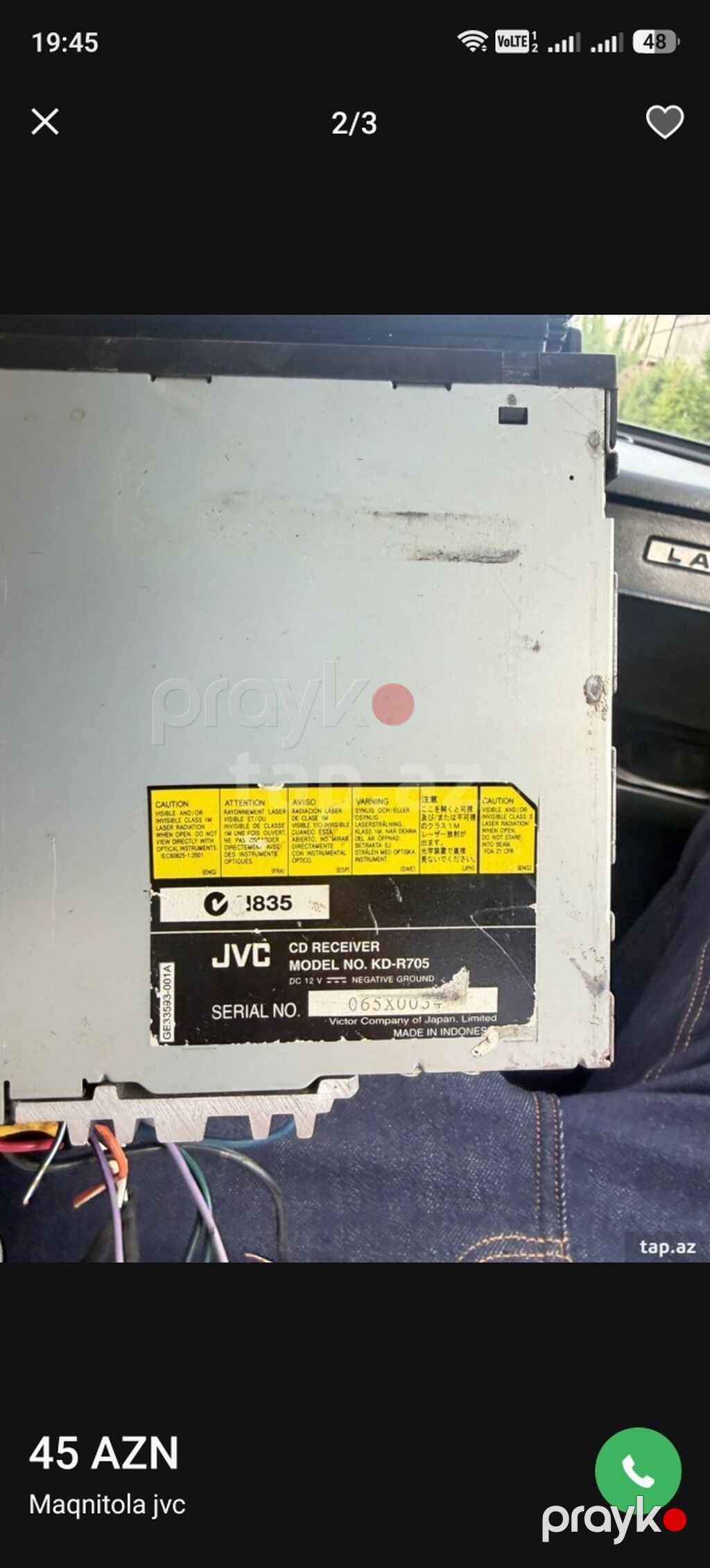 JVC KD-R705 avtomobil maqnitofonu - Brend/model: JVC CD Receiver — Avtomobil akustikası, Gəncə (2)