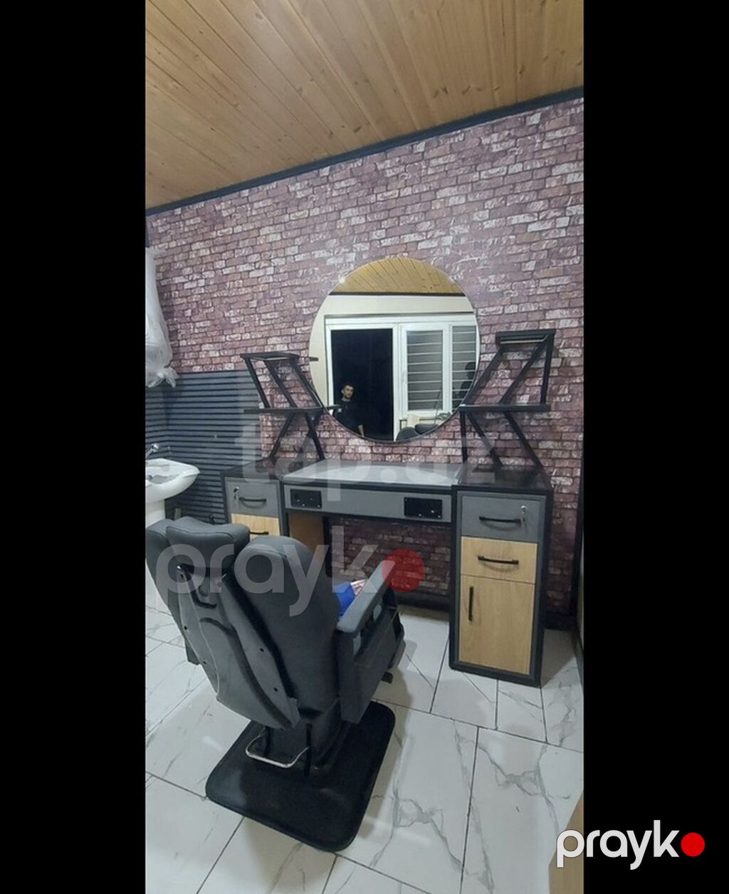 Bərbər - Böyük dairəvi güzgü – arxa tərəfdən LED işıqlandırma ilə — Salon mebeli, Digah (5)