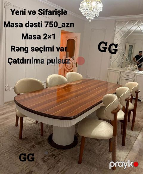 Kvadrat masa, Qonaq otağı üçün, 6 nəfər — Bakı
