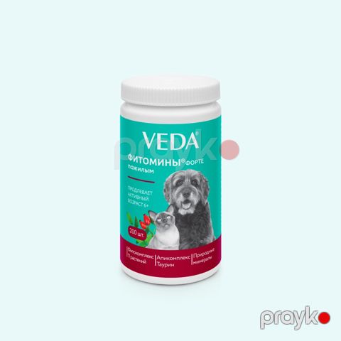 Yaşlı itlər və pişiklər üçün vitaminlər Veda Fitomins Forte, ürək-damar sistemi üçün, 200 əd — Bakı