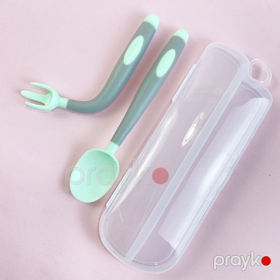 Qaşıq və çəngəl dəsti QC000002G, plastik, yaşıl/boz — Mallar, Bakı (2)