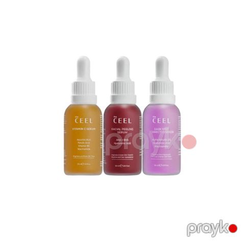 Üz dəriyə qulluq dəsti The Ceel (vitamin C serumu 30 ml + pilinq serumu 30 ml + ağardıcı serum 30 ml) — Bakı