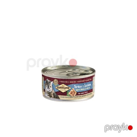 Pişiklər üçün konserv Carnilove Turkey & Salmon, qızılbalıq və hindtoyuğu ilə, 100 qr — Bakı