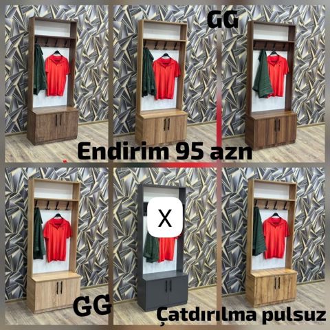 Dəhliz üçün asılqanlı dolab - Model: Üst rəf + 3 ədəd möhkəm asılqan — ucuz.mebel — Hallway furniture