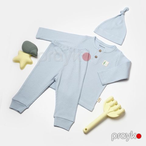 Oğlanlar üçün şalvarlı pijama dəsti BabyCosy CSYB9004, mavi, bambuk lifi/pambıq, ölçü 9-12 ay — Bakı