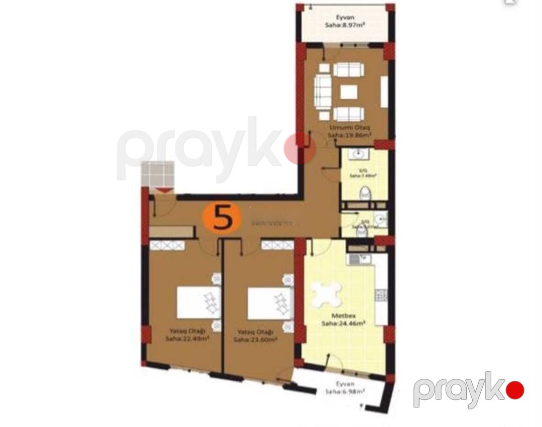 Satılır 3 otaqlı yeni tikili 140 m² — Mənzil, Bakı (2)