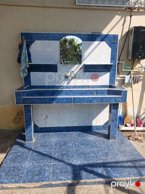 Keramika plitələrlə üzlənmiş açıq hava moyka komplekti - Material — Saatlı
