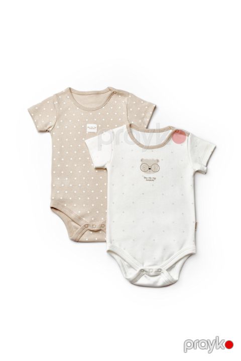 Oğlanlar üçün 2 ədədli bodi dəsti BabyCosy CSY8101, rəngbərəng, pambıq, ölçü 18-24 ay — Bakı