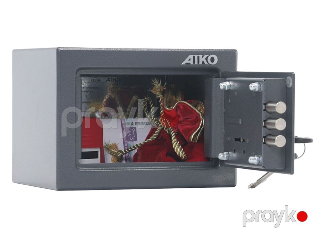 Ofis seyfi Aıko T 140, açarlı, boz — Mallar, Bakı (2)
