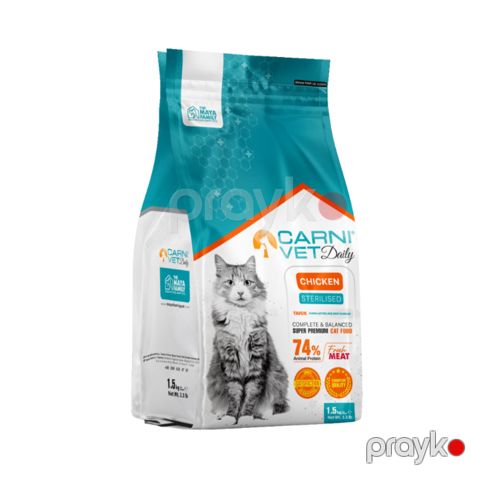 Quru yem Carni Vet Daily Cat Sterilised Chicken, yetkin pişiklır üçün, 1.5 kq — Bakı
