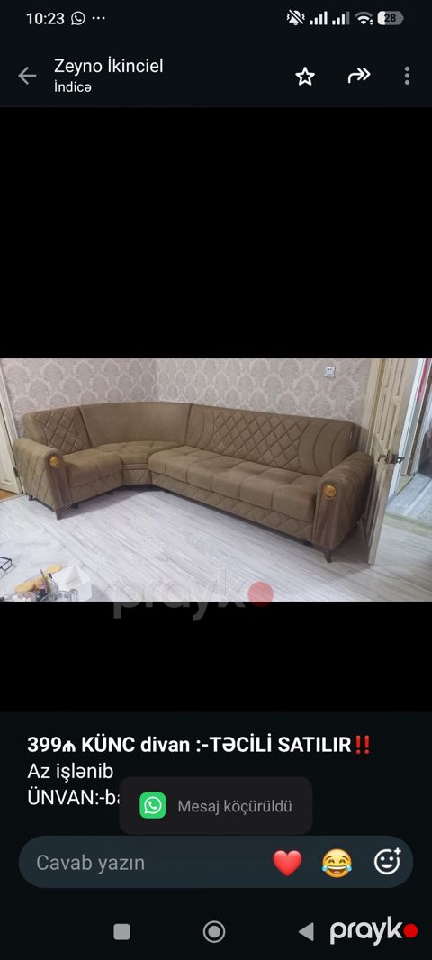 *399₼ Künc divan Satılır*‼ Az işlənib ÜNVAN:-bayıl 5202 — Bakı