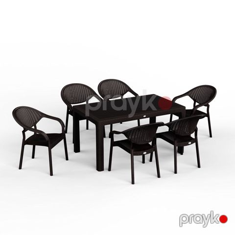 Bağ üçün mebel dəsti Florya Garden 020 Antrasit, masa ölçüsü 90x150 sm, stul ölçüsü 45x58x56x84 sm — Bakı