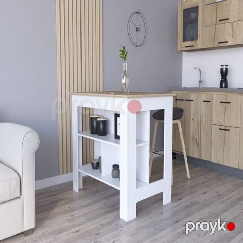 Yemək masası ev_13900615, LDSP/laminat, ağ/qəhvəyi, 90x70x103 sm — Bakı