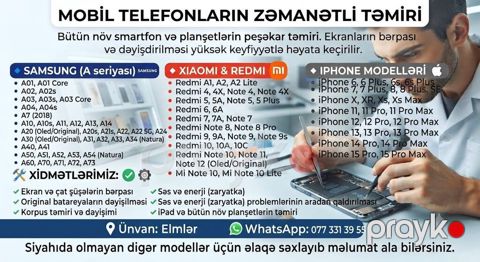 Mobil telefon və planşetlərin zəmanətli təmiri – peşəkar servis